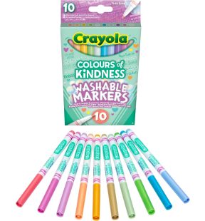 Marqueurs à ligne fine lavables CRAYOLA Colours of Kindness - Couleurs assorties (Paquet de 10)