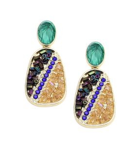 SOHI Boucles d'oreilles pendantes en cristal vert femme