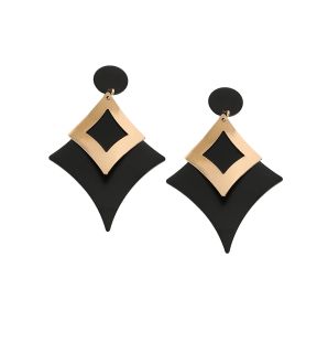 SOHIBoucles d'oreilles pendantes contrastées femme de coloris noir