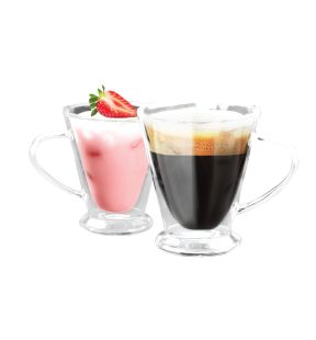 JS Gourmet - Ensemble de 2 Tasses Coniques en Verre à Double Paroi, Capacité de 250ml