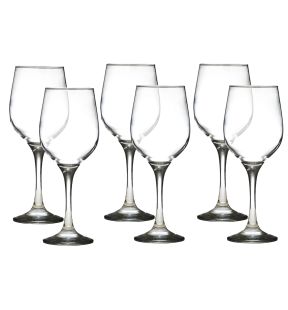 LAV - Ensemble de 6 Verres à Vin à Pied, Capacité de 400mL, Vont au Lave-Vaisselle