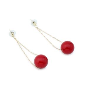 SOHI Boucles d'oreilles pendantes boule rouge femme