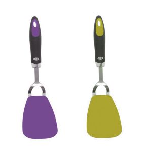 Strafrit - Ensemble de 2 Spatules Flexible Ultra-Mince, Fabriqué en Nylon, Résistante à la Chaleur, Vert et Mauve